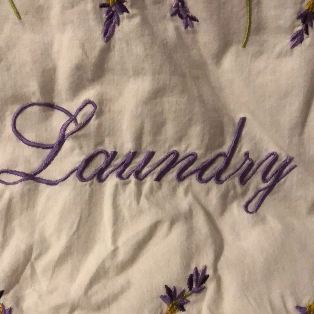 Lily Juliet Laundry Bag White Cotton Embroidered